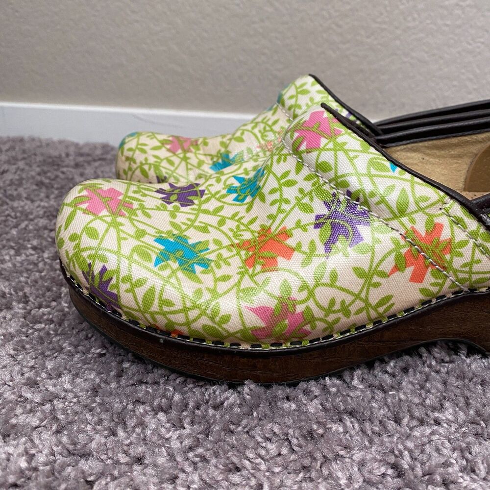 DANSKO Vegan Floral Pro Fabric Starburst Medical Nurse Mules Clogs Size 37/6.5-7 - Picture 8 of 12